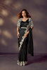 Black Embroidered Designer Saree and Floral Blouse 
