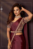 Designer Wine Maroon Embroidered Silk Saree with Heavy Blouse