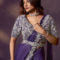 Designer Purple Silk Saree with Heavy Stone Work Blouse