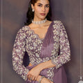 Designer Mauve Embroidered Silk Saree with Heavy Work Blouse