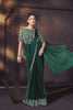  Dark Green Designer Saree with Embroidered Blouse 