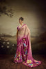 Magenta Pink Linen Silk Saree Floral Digital Print Designer Tassel Pallu 