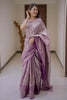 Lavender Banarasi Silk Saree with Silver Zari Floral Weaving Saree