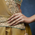 Luxury Mustard Gold Embroidered Saree with Designer Blouse