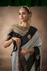 Grey Silk Saree with Black Contrast Border Rich Zari