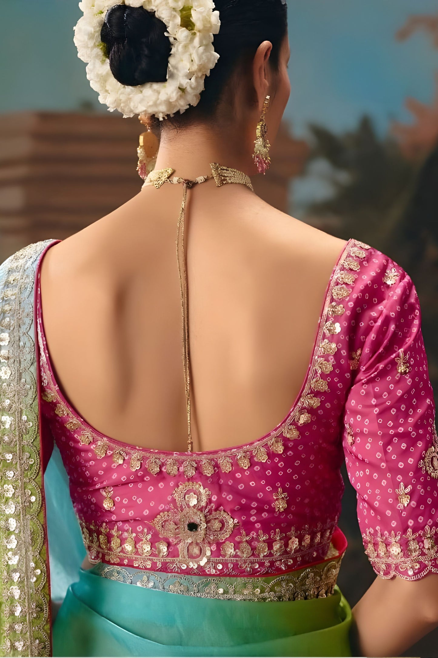 Multicolor Ombre Embroidered Silk Saree Festive Wear