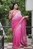 Pink Georgette Saree with Embroidered Border Designer Blouse