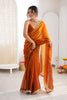 Orange Organza Silk Saree with Designer Golden Lace Border