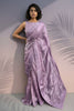 Pastel Lavender Silk Saree with Embroidered Border Designer Blouse 
