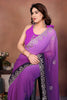 Purple Ombre Georgette Saree with Embroidered Border Work