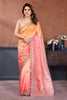 Peach Pink Embroidered Organza Silk Saree Designer Border
