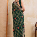 Dark Green Printed Saree Traditional Motif Design Decorative Border
