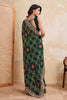 Dark Green Printed Saree Traditional Motif Design Decorative Border