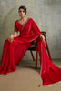 Red Chiffon Saree with Zari Border Embroidered Blouse