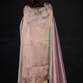 Mauve Pink Shimmer Silk Saree with Heavy Zari Stone Embroidered Border