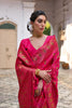 Rani Pink Silk Saree with Gold Paisley Border Floral Weaving Border