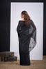 Black Organza Silk Saree with Floral Embroidery Designer Saree