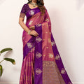  Purple Rani Pink Kanjivaram Silk Saree with Rich Gold Zari Border