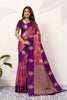  Purple Rani Pink Kanjivaram Silk Saree with Rich Gold Zari Border