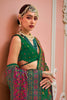 Elegant Green Patola Printed Silk Saree Matching Blouse Festive Wear