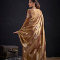 Bronze Gold Tissue Silk Saree with Zari Polka Butti Work