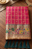 Rani Pink Paithani Silk Saree Rich Zari Floral Border Peacock Pallu