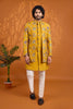 Stunning Mustard Yellow Floral Printed Indo Western Sherwani With Designer Jacket