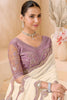 Cream Embroidered Designer Saree with Lavender Blouse