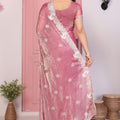 Designer Pink Embroidered Saree with Blouse Party Wear