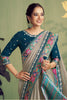 Grey Rangkat Woven Upada Silk Saree with Multicolor Embroidered Border