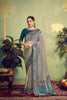 Grey Rangkat Woven Upada Silk Saree with Multicolor Embroidered Border