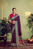 Wine Purple Woven Silk Saree with Multicolor Designer Pallu