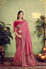 Dusty Pink Silk Saree with Multicolor Embroidered Border Designer Blouse