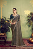 Olive Green Silk Saree with Embroidered Border Designer Blouse 