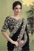 Black Embroidered Silk Saree with Floral Border Designer Blouse