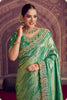 Green Banarasi Silk Saree with Heavy Golden Border