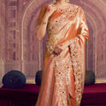 Orange Banarasi Silk Saree with Heavy Designer Blouse