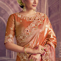 Orange Banarasi Silk Saree with Heavy Designer Blouse