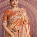 Orange Banarasi Silk Saree with Heavy Designer Blouse