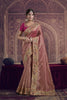 Pink Silk Saree with Heavy Embroidered Zari Border and Contrast Magenta Blouse
