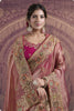 Pink Silk Saree with Heavy Embroidered Zari Border and Contrast Magenta Blouse