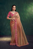 Rose Gold Silk Saree with Pink Embroidered Border Designer Blouse 
