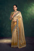 Designer Gold Saree with Colorful Embroidered Border Festive Saree
