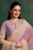 Lavender Peach Shaded Organza Saree Heavy Border Designer Blouse