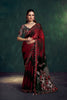 Maroon Black Designer Saree Sequin Embroidery Border Printed Pallu 
