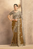 Golden Brown Grey Designer Silk Saree  Wedding Wear