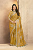 Designer  Golden Mustard Silk Saree with Silver Tassel Border