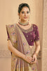 Mauve Silk Saree with Golden Zari Embroidery Designer Blouse