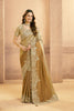 Golden Silk Saree with Heavy Embroidered Border and Designer Blouse