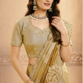 Golden Silk Saree with Heavy Embroidered Border and Designer Blouse